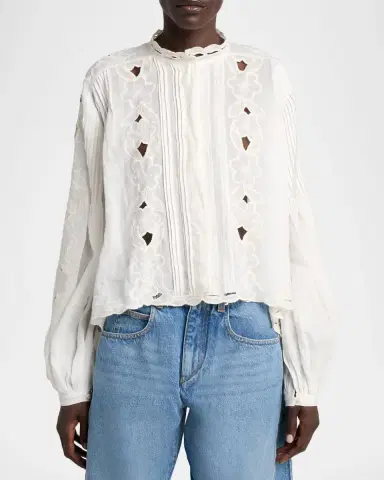Isabel Marant Rubra Embroidered Ramie Button-Down Top | Thumbnail 4 Isabel Marant Rubra Embroidered Ramie Button-Down Top | Thumbnail 4