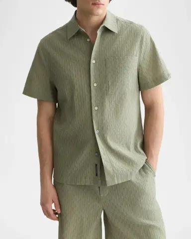 Scotch & Soda Men's Jacquard Seersucker Short-Sleeve Shirt | Thumbnail 4 Scotch & Soda Men's Jacquard Seersucker Short-Sleeve Shirt | Thumbnail 4