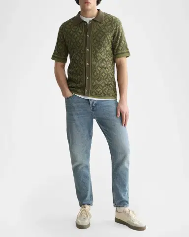 Scotch & Soda Men's Jacquard Knit Short-Sleeve Sweater | Thumbnail 2 Scotch & Soda Men's Jacquard Knit Short-Sleeve Sweater | Thumbnail 2