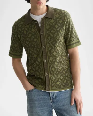 Scotch & Soda Men's Jacquard Knit Short-Sleeve Sweater | Thumbnail 4 Scotch & Soda Men's Jacquard Knit Short-Sleeve Sweater | Thumbnail 4