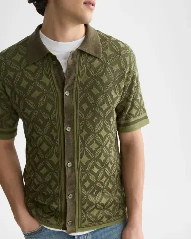 Scotch & Soda Men's Jacquard Knit Short-Sleeve Sweater | Thumbnail 5 Scotch & Soda Men's Jacquard Knit Short-Sleeve Sweater | Thumbnail 5