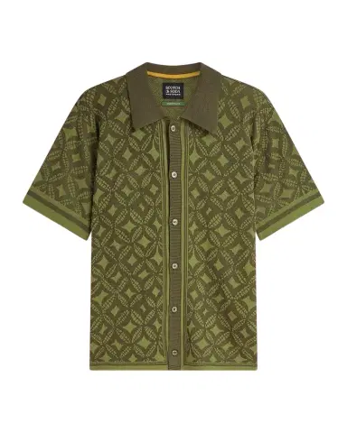 Scotch & Soda Men's Jacquard Knit Short-Sleeve Sweater | Thumbnail 1 Scotch & Soda Men's Jacquard Knit Short-Sleeve Sweater | Thumbnail 1