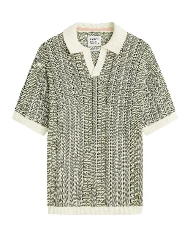 Scotch & Soda Men's Cable-Knit Johnny Collar Polo Sweater