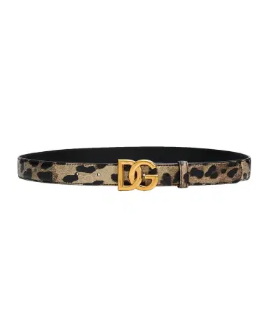 Dolce & Gabbana Leopard-Print Glossy Leather Belt with DG Logo | Thumbnail 3 Dolce & Gabbana Leopard-Print Glossy Leather Belt with DG Logo | Thumbnail 3