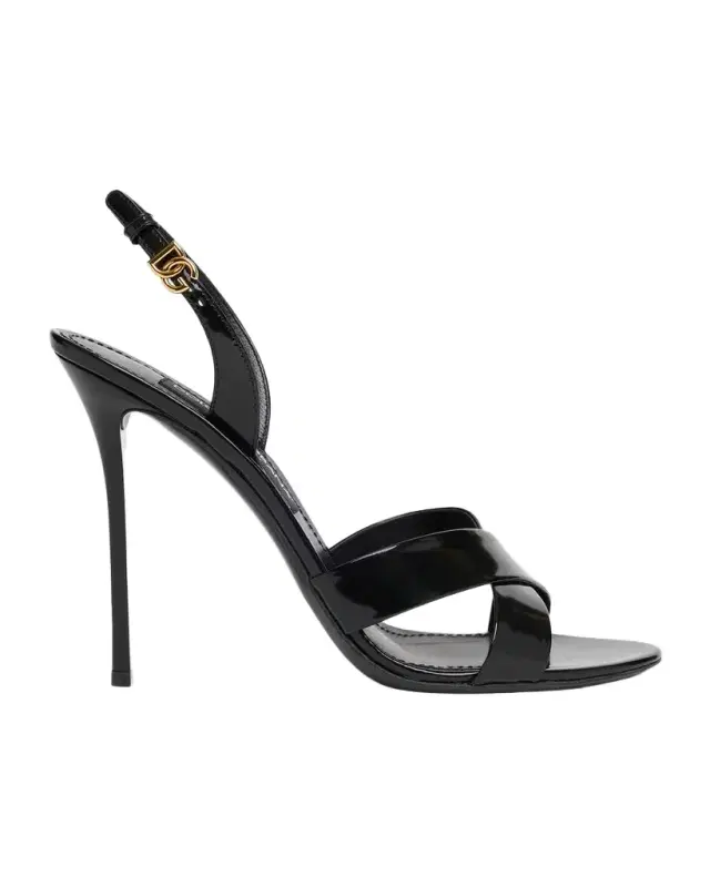 105mm Patent Leather Crisscross Sandals