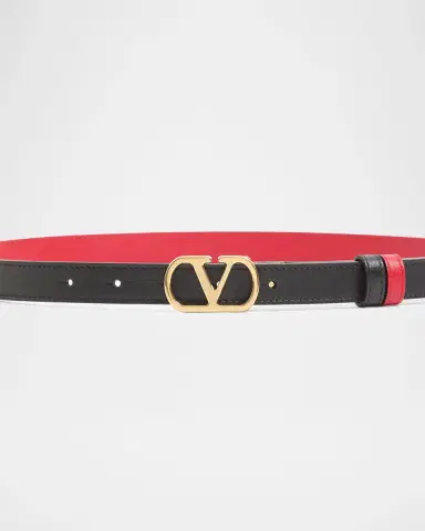 Valentino Garavani VLogo Signature Reversible Shiny Calfskin Belt 20MM | Thumbnail 2 Valentino Garavani VLogo Signature Reversible Shiny Calfskin Belt 20MM | Thumbnail 2
