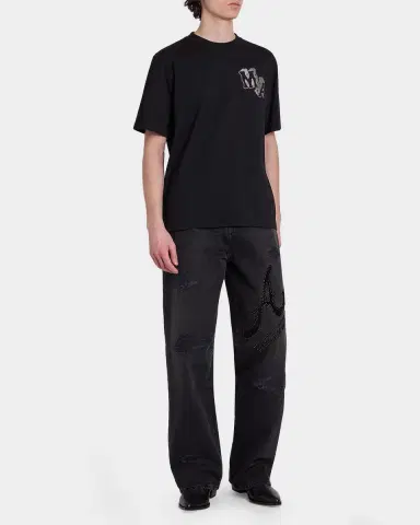 AMIRI Men's Crystal-Embellished Logo Cotton T-Shirt | Thumbnail 2 AMIRI Men's Crystal-Embellished Logo Cotton T-Shirt | Thumbnail 2