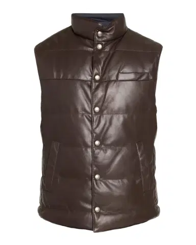 Brunello Cucinelli Men's Reversible Leather and Nylon Quilted Vest | Thumbnail 1 Brunello Cucinelli Men's Reversible Leather and Nylon Quilted Vest | Thumbnail 1
