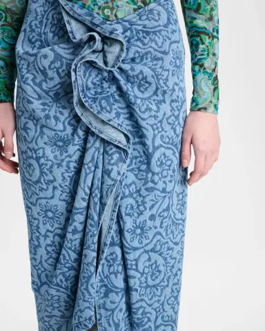 Dries Van Noten Sinas Floral Denim Ruffle Midi Skirt | Thumbnail 5