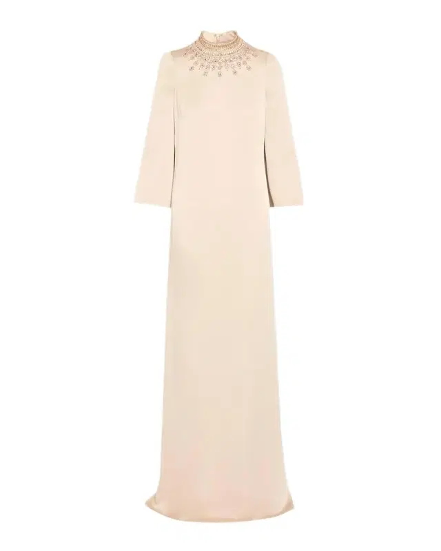 Rickie Freeman for Teri Jon Embellished Collar Satin Gown