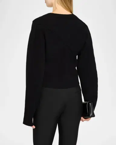 Jason Wu Collection Sculptural Merino Wool Crop V-Neck Cardigan | Thumbnail 3