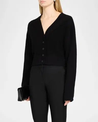 Jason Wu Collection Sculptural Merino Wool Crop V-Neck Cardigan | Thumbnail 4