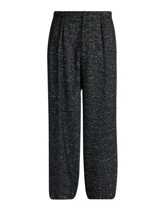 Dolce & Gabbana Men's Wool-Blend Speckled Wide-Leg Trousers