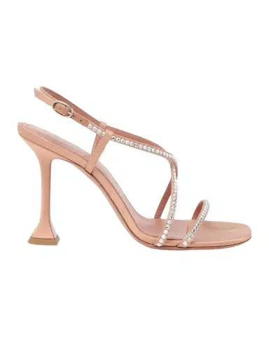 Amina Muaddi Sally 95MM Crystal-Embellished Silk Sandals | Thumbnail 1 Amina Muaddi Sally 95MM Crystal-Embellished Silk Sandals | Thumbnail 1