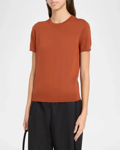 Theory Regal Merino Wool Short-Sleeve Crew T-Shirt | Thumbnail 4