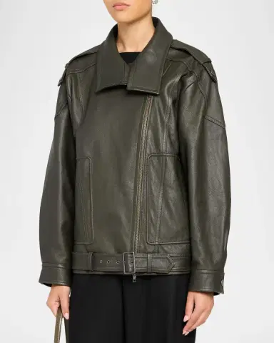 Vince Oversized Leather Aviator Jacket | Thumbnail 4 Vince Oversized Leather Aviator Jacket | Thumbnail 4