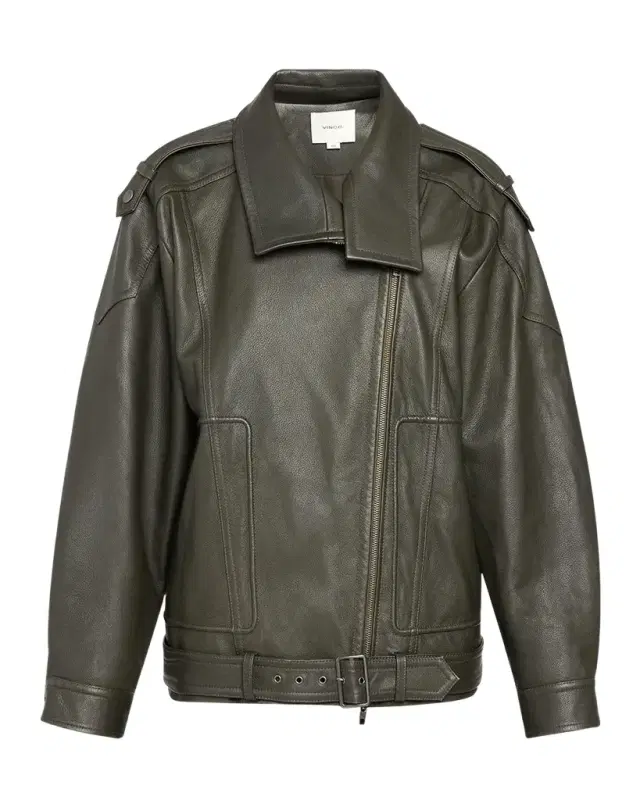 Vince Oversized Leather Aviator Jacket