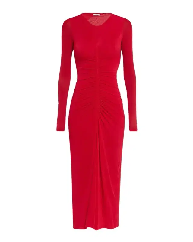 FFORME Selena Ruched Long-Sleeve Midi Dress