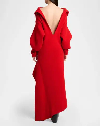 Givenchy High-Neck Slashed Wool-Cashmere Asymmetric Mini Sweater Dress | Thumbnail 3