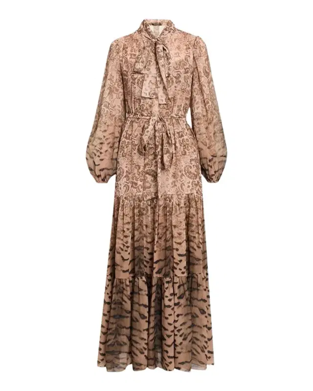 Kobi Halperin Oak Tiered Mixed-Print Maxi Dress