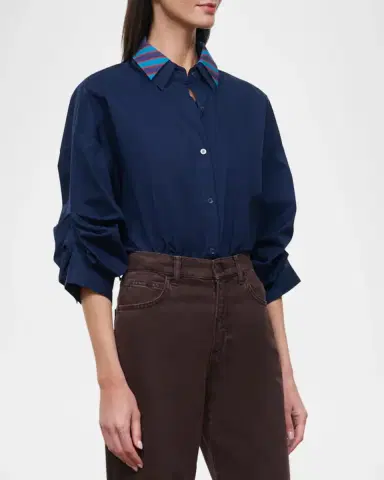 Staud Uptown Stripe Collar Bodysuit | Thumbnail 4 Staud Uptown Stripe Collar Bodysuit | Thumbnail 4