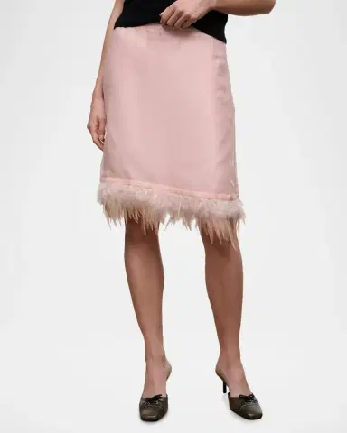 Staud Lark Silk Feather-Hem Mini Skirt | Thumbnail 4 Staud Lark Silk Feather-Hem Mini Skirt | Thumbnail 4