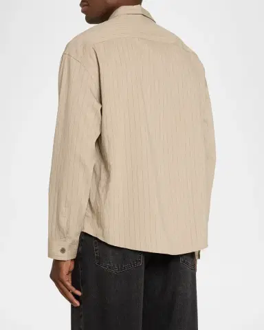 Frame Men's Hairline Stripe Button-Front Shirt | Thumbnail 3 Frame Men's Hairline Stripe Button-Front Shirt | Thumbnail 3