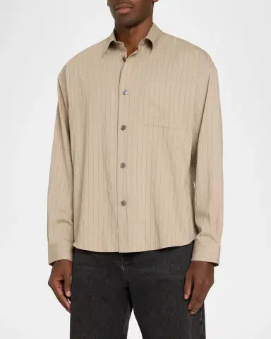 Frame Men's Hairline Stripe Button-Front Shirt | Thumbnail 4 Frame Men's Hairline Stripe Button-Front Shirt | Thumbnail 4