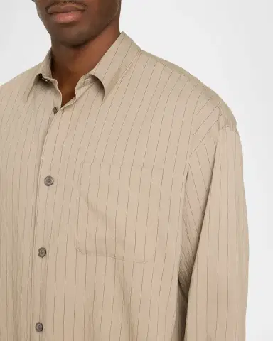 Frame Men's Hairline Stripe Button-Front Shirt | Thumbnail 7 Frame Men's Hairline Stripe Button-Front Shirt | Thumbnail 7