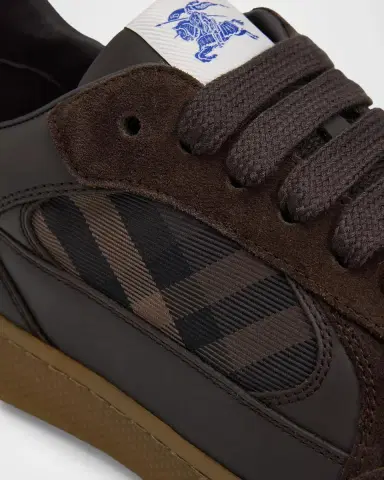 Burberry Men's Terrace Leather, Suede and Check Sneakers | Thumbnail 3