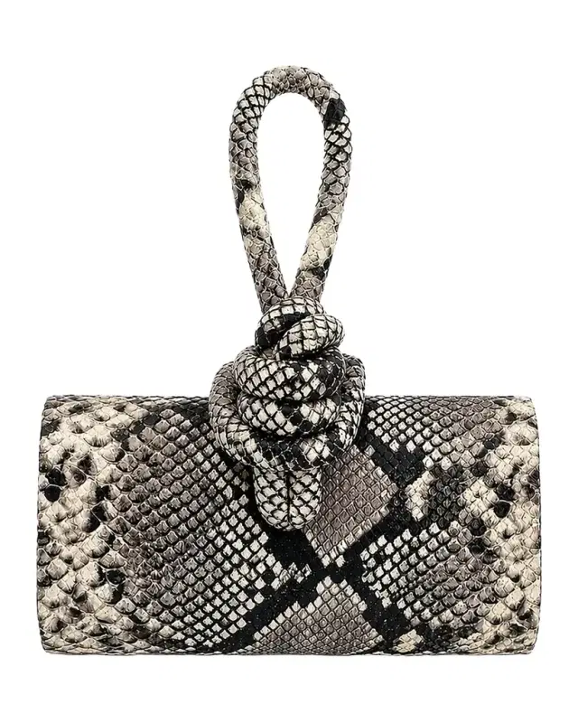 Ahikoza The Amina Snakeskin-Embossed Leather Top Handle Bag