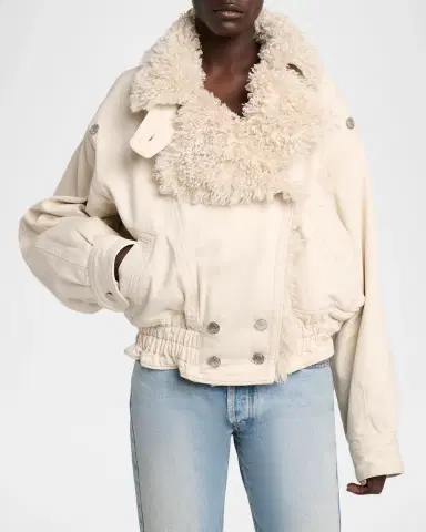 Isabel Marant Valineo Sherpa-Lined Denim Jacket | Thumbnail 4 Isabel Marant Valineo Sherpa-Lined Denim Jacket | Thumbnail 4