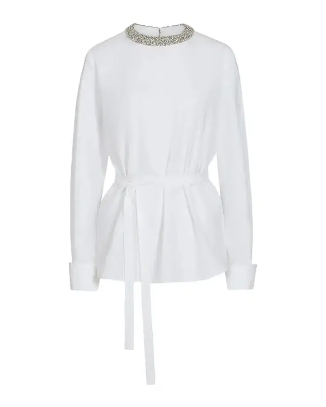 Crystal-Embellished Tie-Waist Top