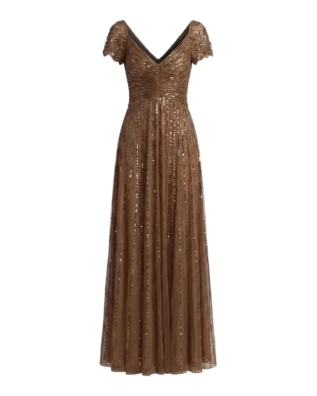 Mac Duggal Embellished Mesh Fit-&-Flare Gown