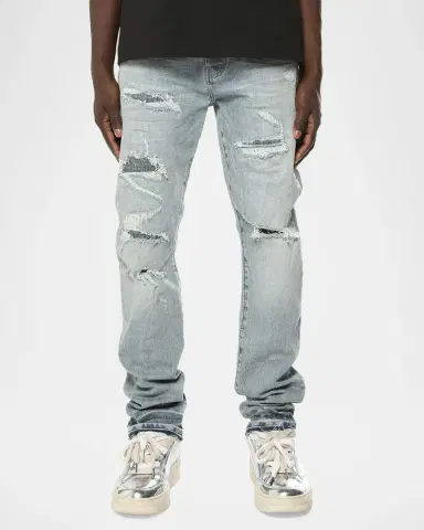 PURPLE Layered Distressed Jeans | Thumbnail 3 PURPLE Layered Distressed Jeans | Thumbnail 3