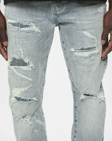 PURPLE Layered Distressed Jeans | Thumbnail 4 PURPLE Layered Distressed Jeans | Thumbnail 4
