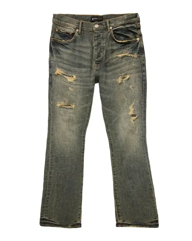 PURPLE Quilted Destroyed Bootcut Jeans