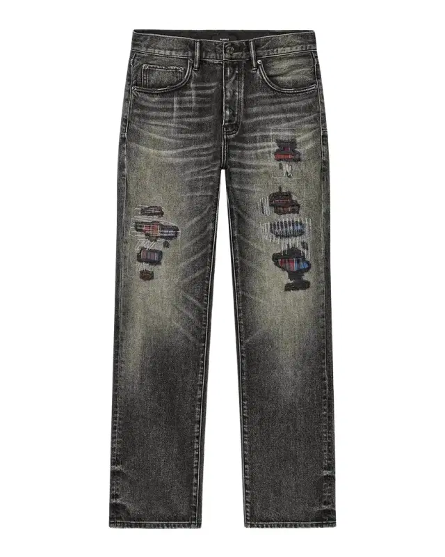 PURPLE Rip & Repair Straight-Leg Jeans
