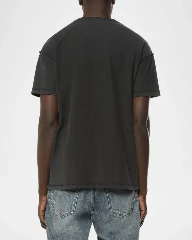 PURPLE Embellished Textured Graphic Cotton T-Shirt | Thumbnail 2