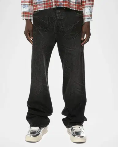 PURPLE P018 Logo Appliqué Wide-Leg Jeans | Thumbnail 3