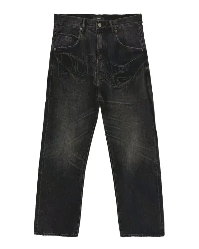 PURPLE P018 Logo Appliqué Wide-Leg Jeans