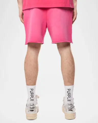 PURPLE Men's Fleece Smudge-Logo Drawstring Shorts | Thumbnail 2