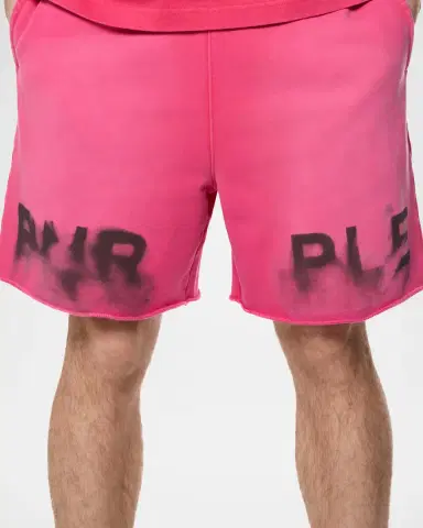 PURPLE Men's Fleece Smudge-Logo Drawstring Shorts | Thumbnail 4