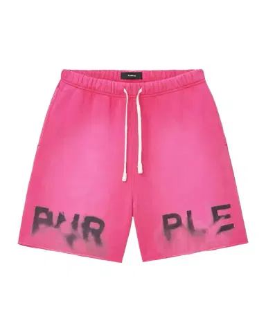 PURPLE Men's Fleece Smudge-Logo Drawstring Shorts | Thumbnail 1