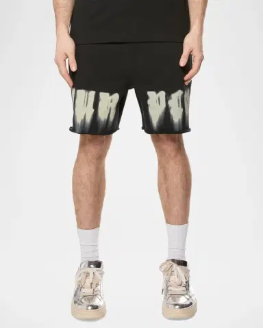 PURPLE Men's Paint Overlay Heavyweight Fleece Shorts | Thumbnail 3
