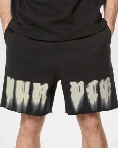 PURPLE Men's Paint Overlay Heavyweight Fleece Shorts | Thumbnail 4