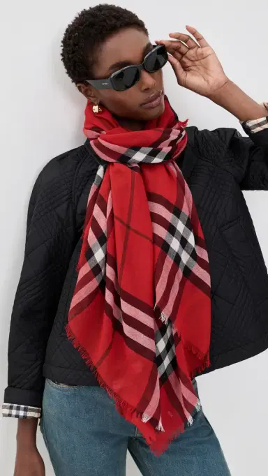 Burberry Wide Check Wool Scarf | Thumbnail 3