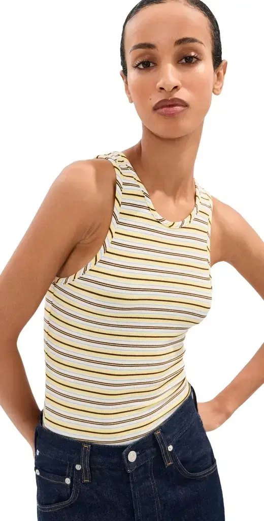 State & Lake Millie Tank Top Sunshine Stripe S