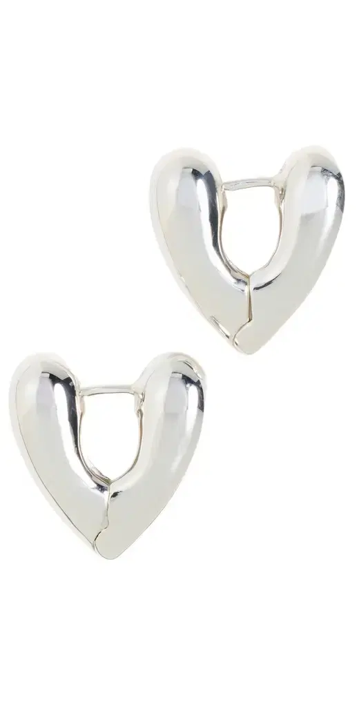 Annika Inez Small Heart Hoops Silver One Size