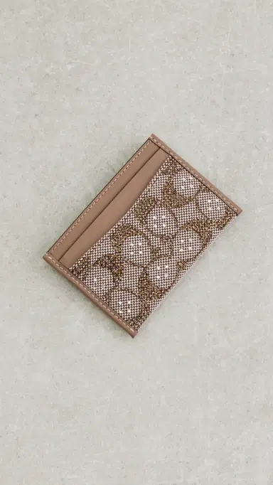 Coach Crystal Signature Jacquard Essential Card Case | Thumbnail 3 Coach Crystal Signature Jacquard Essential Card Case | Thumbnail 3